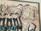 Jossi (Yossi) Stern Judaica Original Signed Watercolor "Chassidim Wedding Dance"