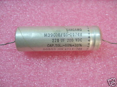 SANGAMO M39018/03-1074M 220uF 200V VDC Capacitor