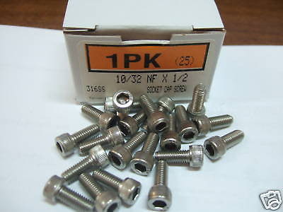 100 LOT (4 Packs) 10/32 NF X 1/2'' Socket Cap Screw 3/8 Head 316SS
