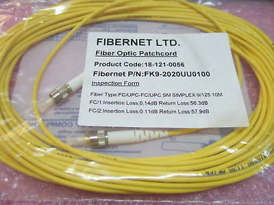 Pair of Fibernet FC/UPC Single Mode Fiber Optic Patchcord 10M / 32.8FT