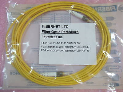 3 pcs of Fibernet FC-FC 9/125 Simplex Fiber Optic Patchcord 5M