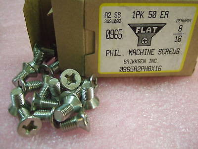 Brikksen German 50 Flat Phillips Machine Screws 8/16 mm 0965A2PH8X16