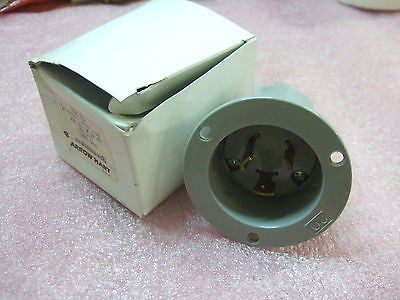 Pair of AH Arrow Hart 6215 Locking Flanged Inlet 20A 250V 2P 3W GRD NEW
