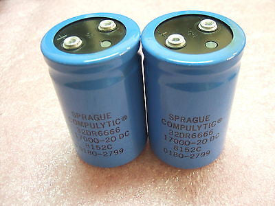 Pair Sprague Compulytic capacitors 32DR6666 17000uf 20VDC 0180-2799