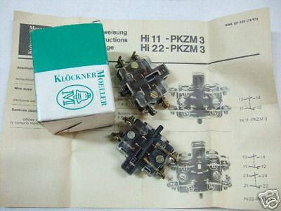 2 Pcs at 1 Box - Moeller Klockner Hi11-PKZM3 Auxiliary Contacts Switch